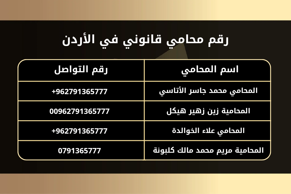 رقم محامي قانوني في الأردن