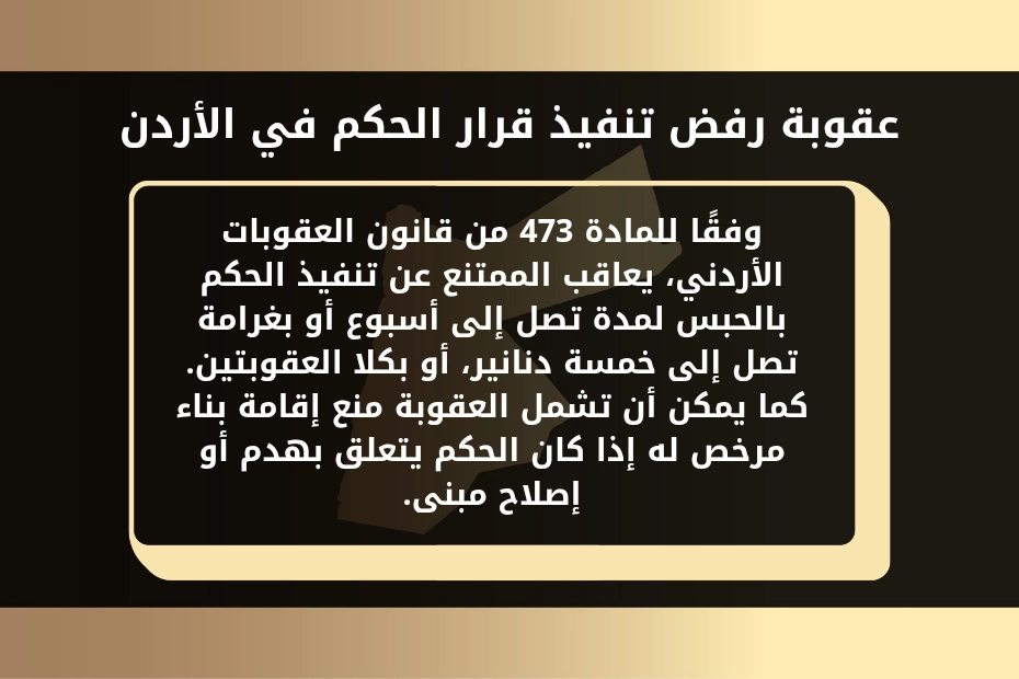 عقوبة رفض تنفيذ قرار الحكم في الأردن