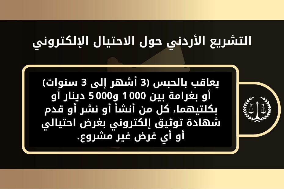 التشريع الأردني حول الاحتيال الإلكتروني