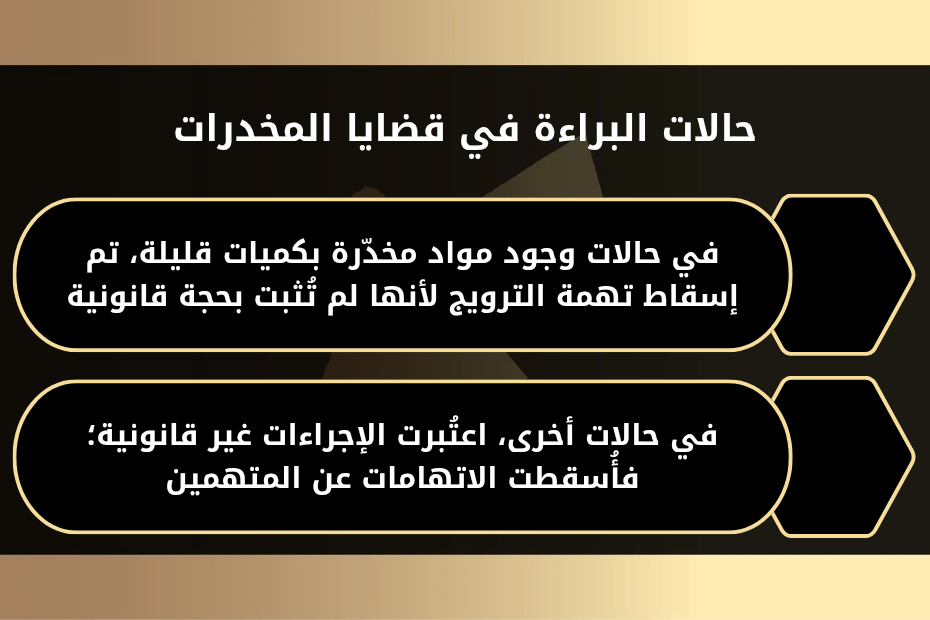 حالات البراءة في قضايا المخدرات