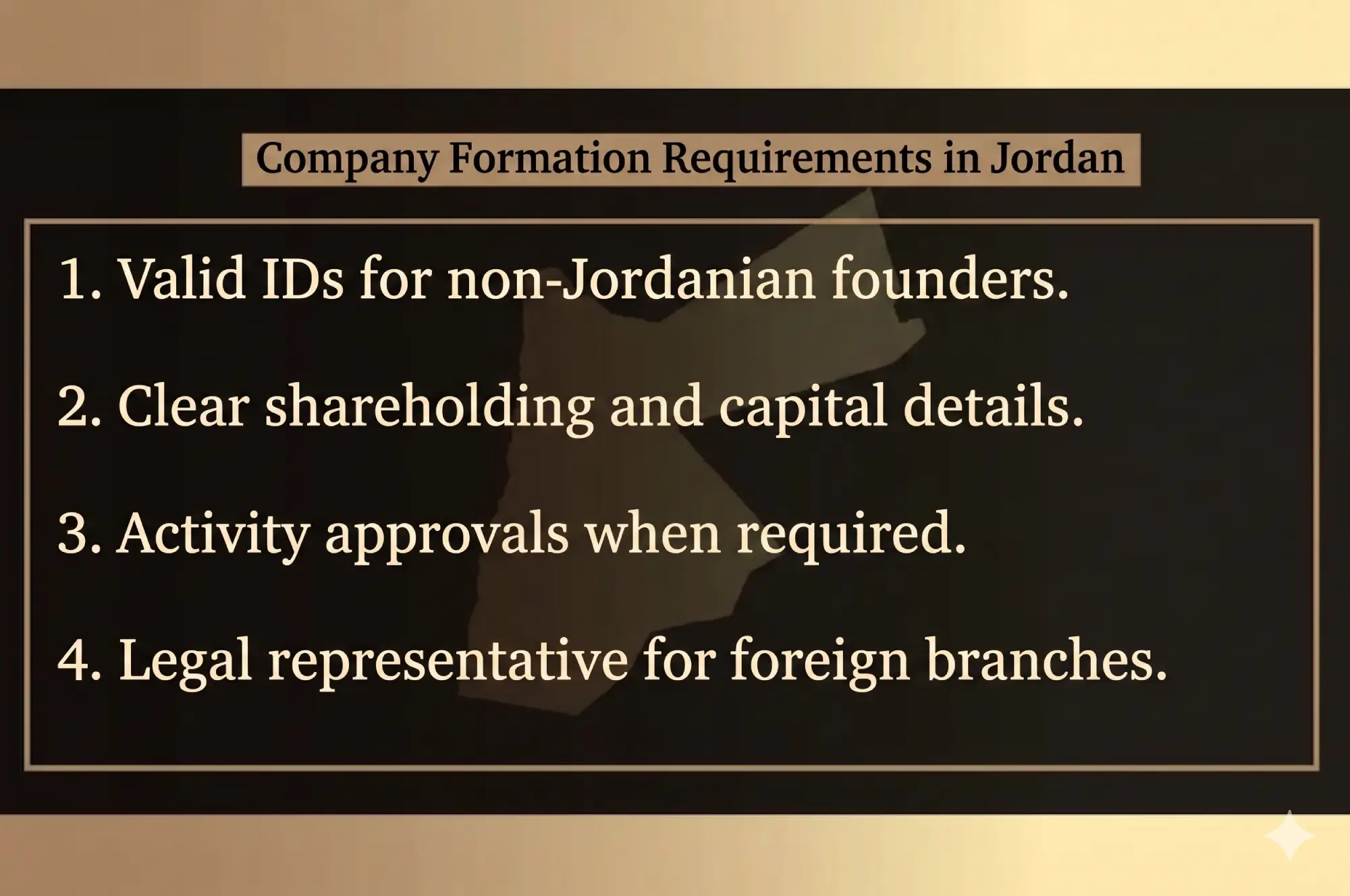 Company formation requirements in Jordan for foreigners
